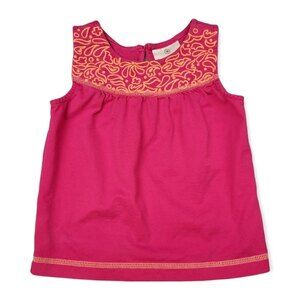 Hanna Andersson Sleeveless Girls Embroidered Top, 3T, Pink, Good Used Condition